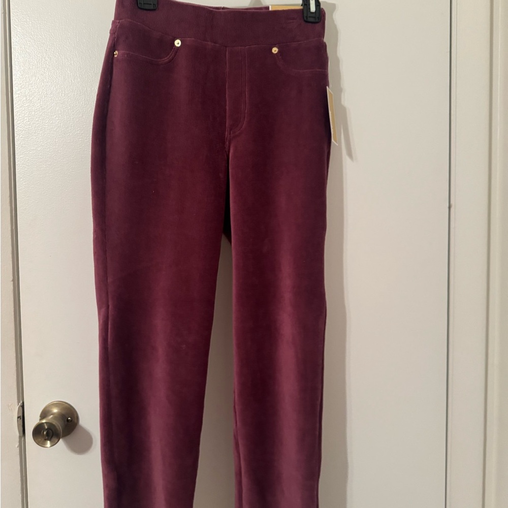 NWT Michael Kors Burgundy Straight Ankle Pull On High-Rise Pants